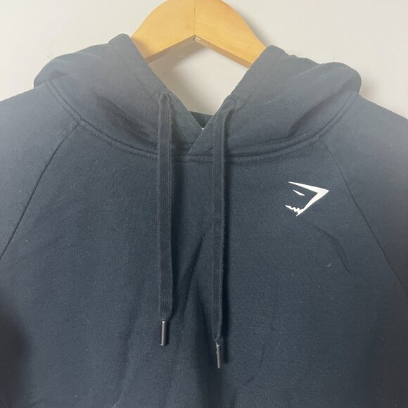 Gymshark Cropped Black Pullover Hoodie Sweatshirt Small - Picture 2 of 5